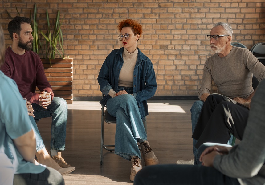 Group of people in a therapy session to quit smoking and vaping